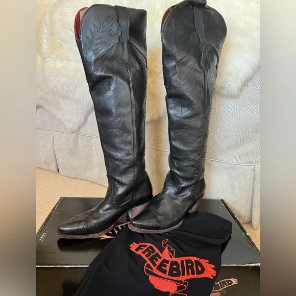 Freebird Womens Size 10, “MISTY,” Black Leather Tall Western boots - Picture 4 of 8
